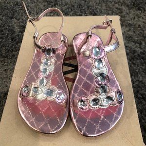 Girls Willits Pink and Silver Roman Sandals